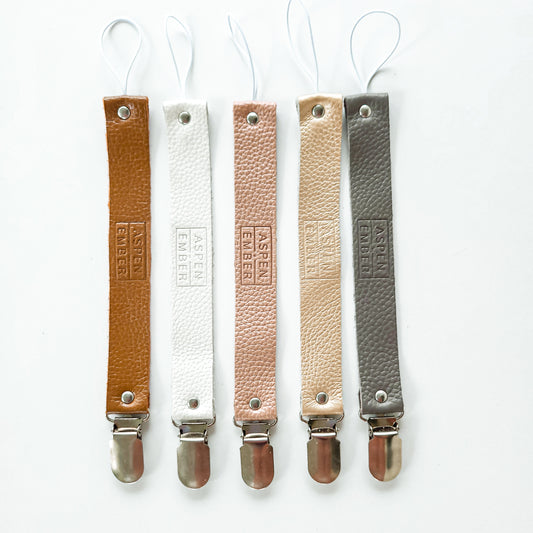 Natural leather Pacifier Clips